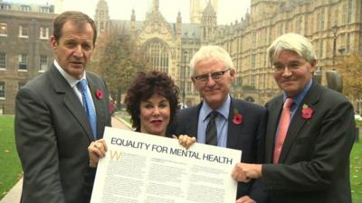 (l-r) Alastair Campbell, Ruby Wax, Norman Lamb and Andrew Mitchell