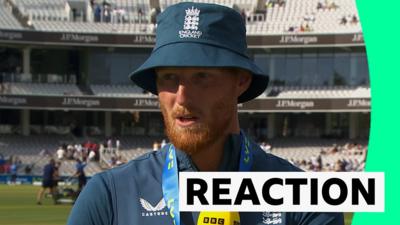 Ben Stokes reacts to beating Ireland