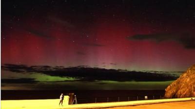 Northern Lights over Peel on the Isle of Man