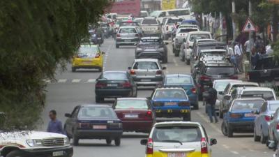 Cars on a road in Addis Ababa, Ethiopia