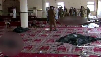 The scene of a suicide attack on a Mosque in the city of Abha, the capital of Asir Province, Saudi Arabia