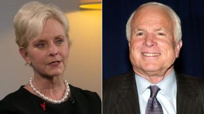 Cindy McCain tells the BBC she may never get over President Trump saying her late husband was not a war hero.