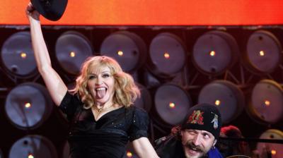 Madonna performs on stage during the Live Earth concert