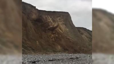 Cliff collapse on Norfolk beach