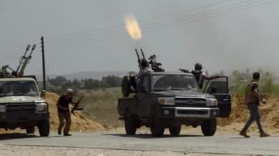 A truck firing a gun