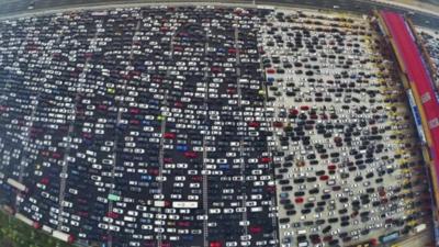 Traffic jam on the outskirts of Beijing