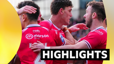 Salford celebrate Sam Stone's try