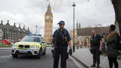 The moment the area around the Houses of Parliament evacuated following reports of shots fired.