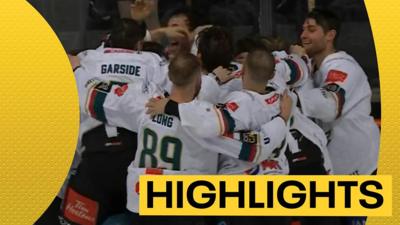 Belfast Giants celebrate winning the Elite League