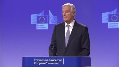 Michel Barnier speaks to reporters