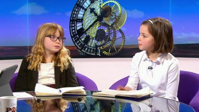 Children interviewing Andrew Neil