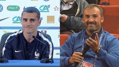 Antoine Griezmann and reporter