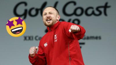 Gareth Evans celebrates winning gold