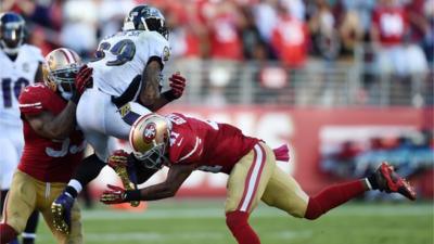 Baltimore Ravens wide receiver Steve Smith Snr in action against the San Francisco 49ers