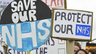 Placards at junior doctor protest