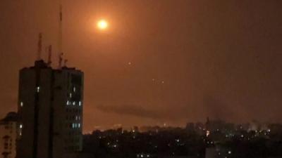 Rockets from Gaza being intercepted by Israel