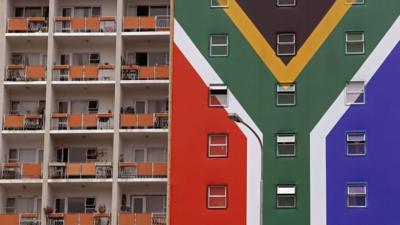 south african flag painted on appartment block