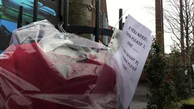 Clothes left near St Mary's Church.