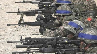 Troops from South Korea and the US carry out military exercises