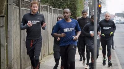 Prince Harry running in London