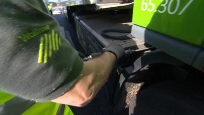 Lorry filling up on compressed natural gas