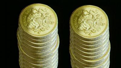 A stack of pound coins