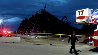 Scene of hangar collapse