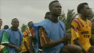 Footballers in training