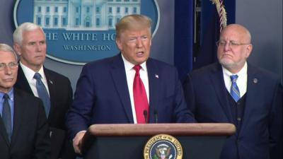 President Trump addressing a press conference