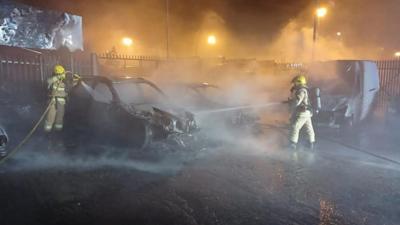 Two fire appliances from Ballymena fire station responded to the incident at a mechanic's garage at about 02:10 BST on Wednesday.