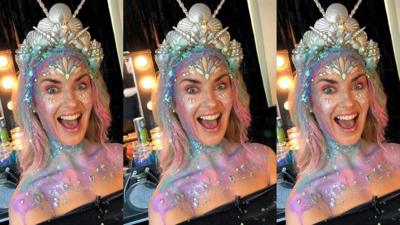 Hayley in mermaid makeup.