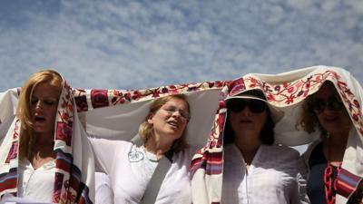 Women of the Wall praying at the Western Wall in Jerusalem