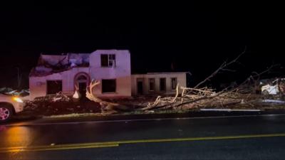 Tornado damage in Mississippi