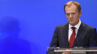 President of the European Council Donald Tusk at a news conference on the EU migrants crisis