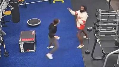 Woman flees man in gym