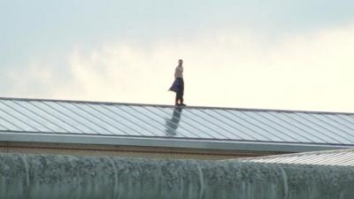 Prisoner on the roof of Garth prison in Lancashire