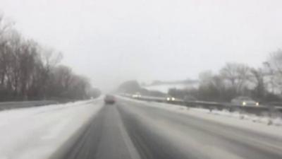 Snow on the A55