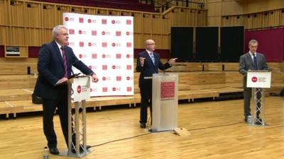 Carwyn Jones and Nigel Farage with Adrian Masters