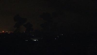 Darkness seen in midst of Gaza explosions