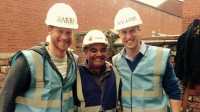 Princes Harry and William with Billy Byrne