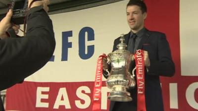 Eastleigh manager Chris Todd with the FA Cup