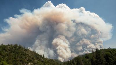 Smoke cloud over Carr fire