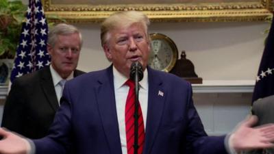 US President Donald Trump speaking at the White House