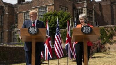 Prime Minister Theresa May and U.S. President Donald Trump hold a joint press conference at Chequers.