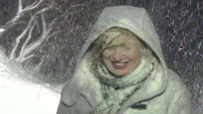 Carol Kirkwood in the snow