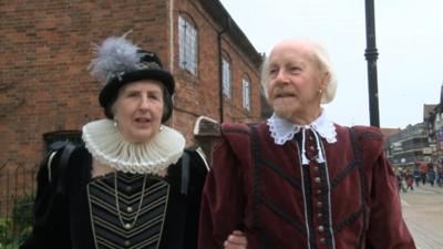 John and Marion Evans as William Shakespeare and his wife Anne Hathaway