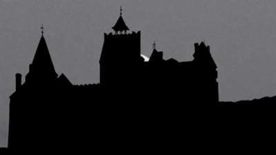 A silhouette of a castle in Sighisoara, Transylvania.