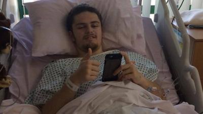 George in hospital bed