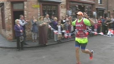 Mark Vaz ends his 53rd marathon at the Black Country Living Museum