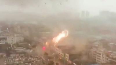 A tornado hits China's city Foshan